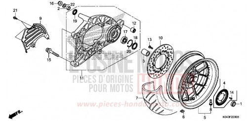 ROUE ARRIERE/BRAS OSCILLANT NSS300AD de 2013